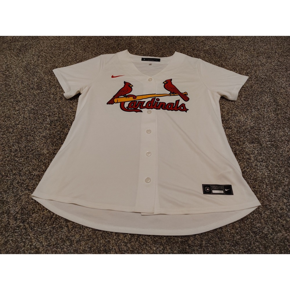 Nike St. Louis Cardinals MLB Baseball Jersey White Red Birds on Bat Womens M